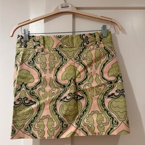 J. Crew Green and Pink Patterned Skirt
